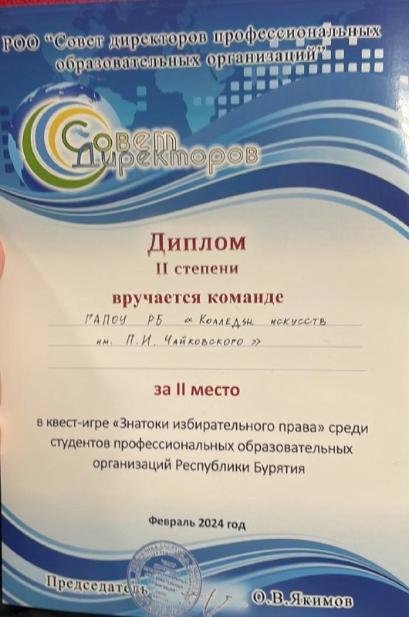Студенты колледжа искусств заняли второе место в игре «Знатоки избирательного права…»